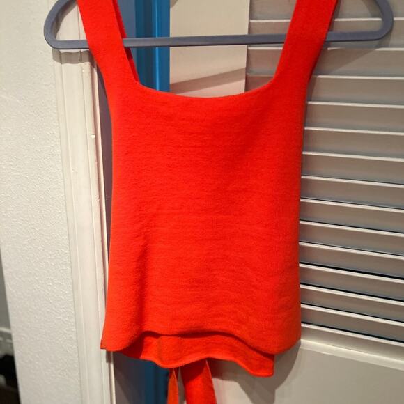 ANTHROPOLOGIE BRIGHT SALMON PINK KNITTED CROP TOP - Picture 11 of 16